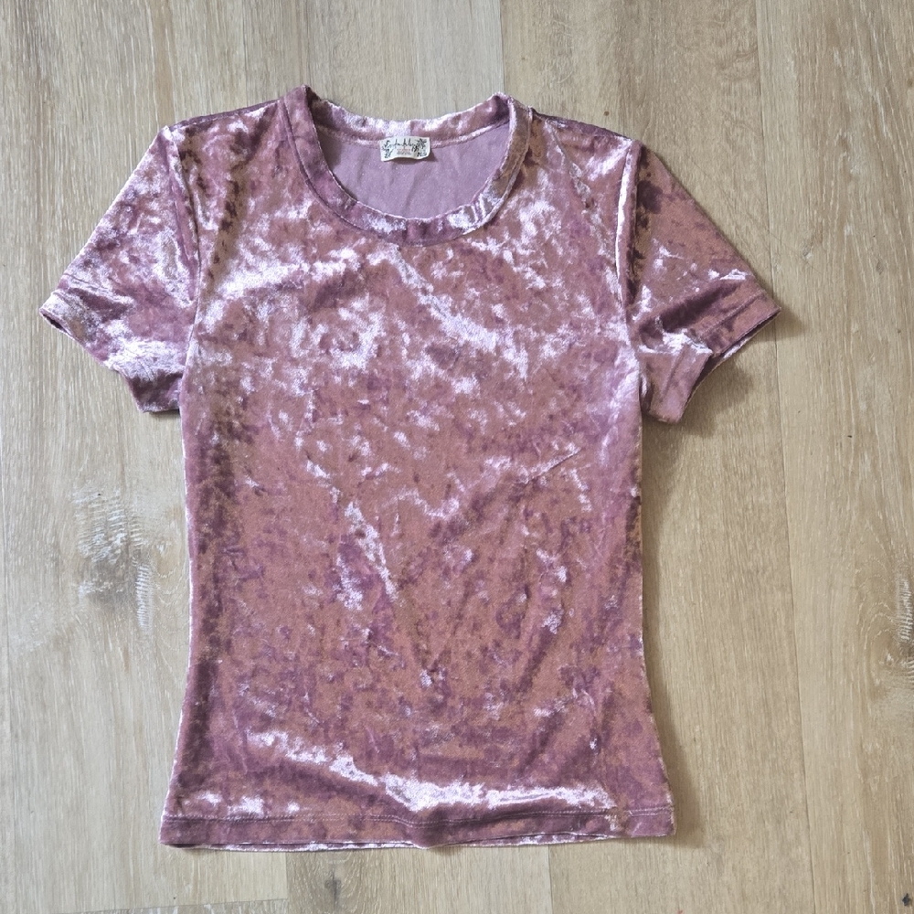Free People Velvet Short Sleeve Tee - Pink